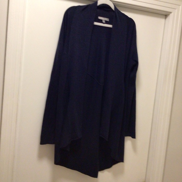 Neiman Marcus The Cashmere Collection Navy Open Front Long Sleeve Cardigan - Picture 1 of 7